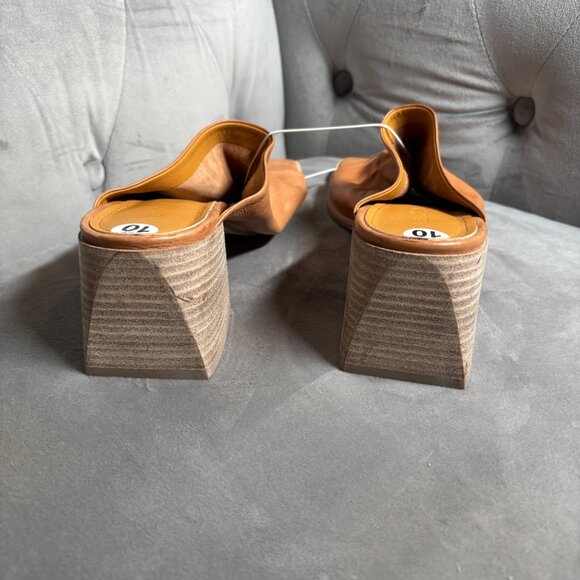 Fabio Rusconi Tan Leather Block Heel Mules – Women’s Size 41 (US 10) - Picture 5 of 7